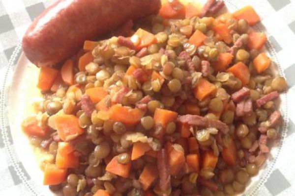 Recette Lentilles aux carottes et bacon - 4 pp (4 SP)