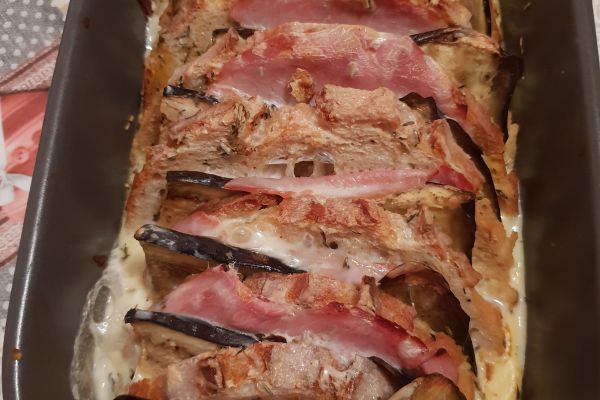 Recette Gratin de pain bacon/aubergine
