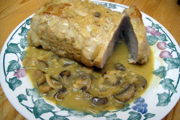 Recette Roti de porc, moutarde & champignons COOKEO