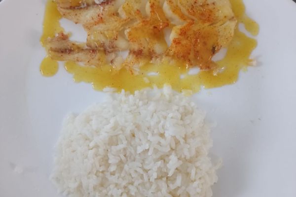 Riz de Camargue et filets de poisson au combi Ninja