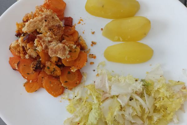 Recette Crumble carottes chorizo au combi ninja