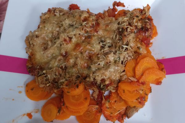 Rondelles de carottes tomatées, thon et Comté au cake factory