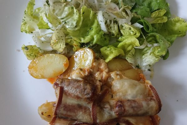 Recette Gratin de grenailles merguez raclette au COMBI NINJA