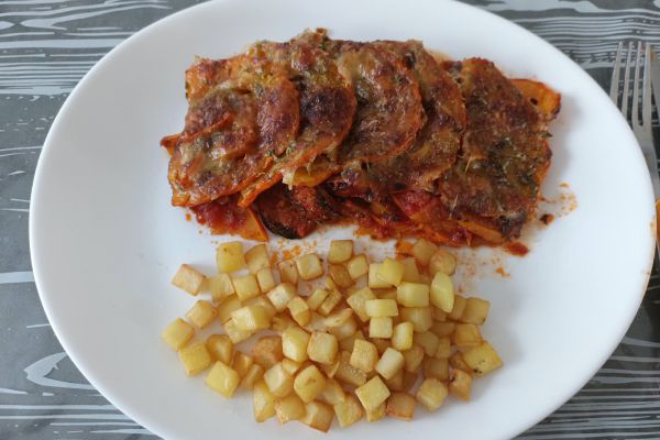 Recette Gratin de tranches de potimarron et chorizo au combi Ninja