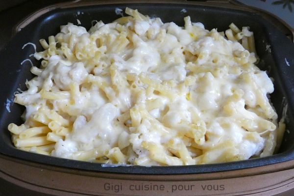 Recette Gratin de macaronis au chou fleur (cake factory et cookéo)