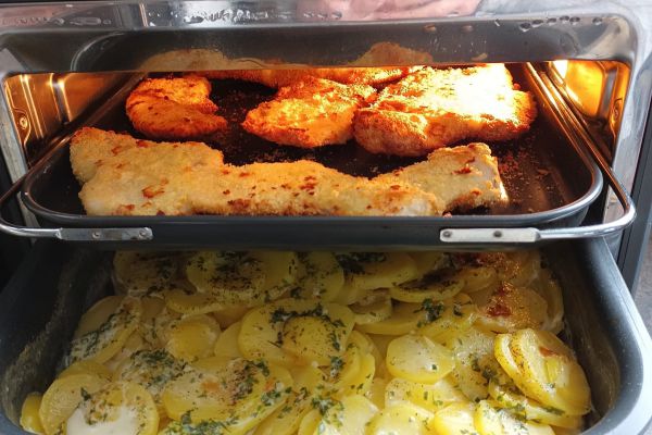 Duo gratin dauphinois et escalopes panées au combi ninja