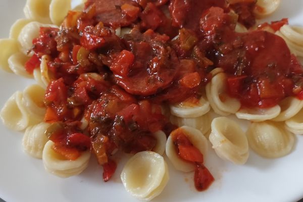 Recette Orechiettes aux poivrons et chorizo