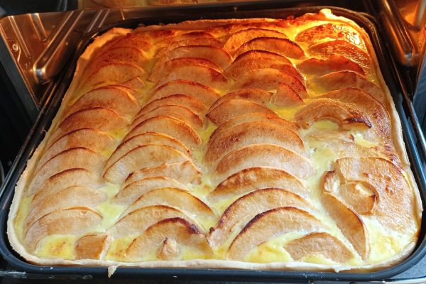 Recette Tarte carrée aux pommes crémées et combi ninja