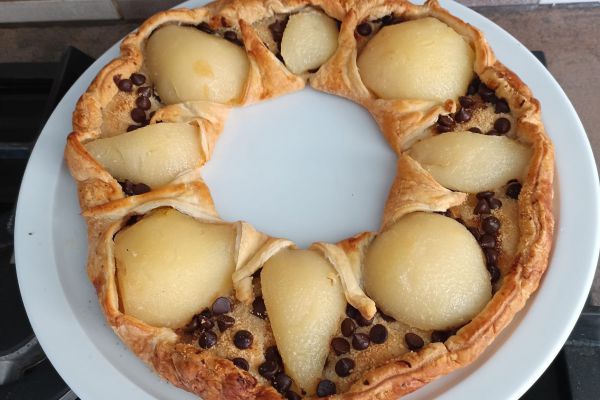 Tarte aux poires et aux pépites de chocolat