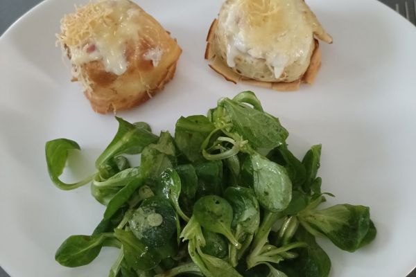 Recette Nids de crêpes au jambon béchamel au combi ninja
