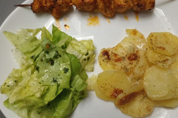 Recette Gratin dauphinois et brochettes de poulet au COMBI NINJA 