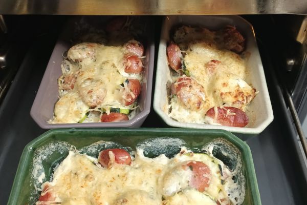 Gratin de courgettes saucisse de Franfort (combi Ninja)