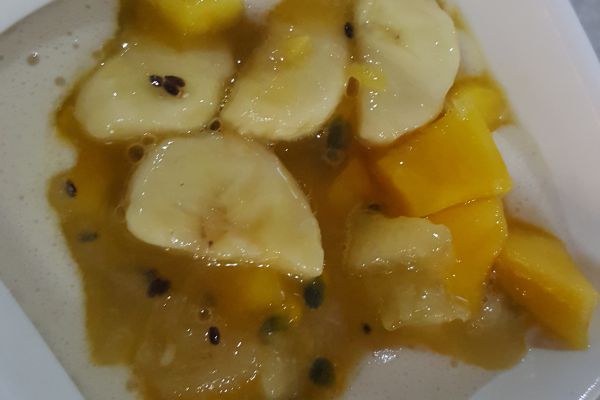 Recette Panacotta banane gingembre fruits exotiques energy diet dietetiq