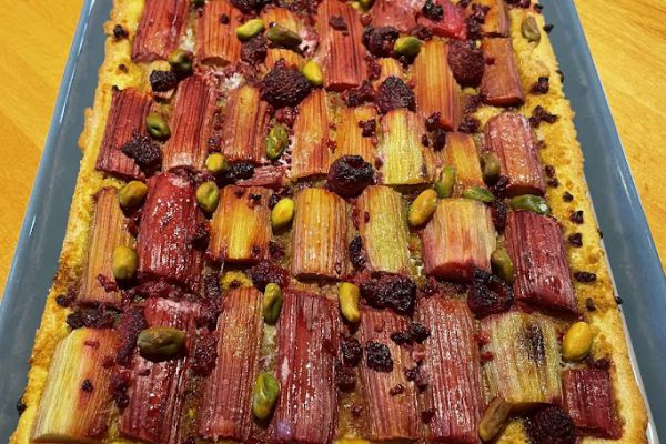 Recette Tarte pistache rhubarbe