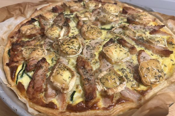 Recette Tarte courgette poulet chèvre miel