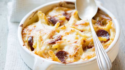 Recette Gratin de macaroni, reblochon et chorizo [Monsieur Cuisine]
