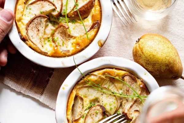 Recette Quiche sans pâte, poires, chèvre et jambon sec
