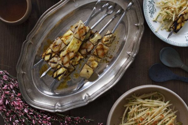 Recette Aubergines violettes, poires, condiment miso
