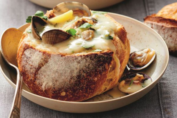 Recette Clam chowder dans un bol de pain 