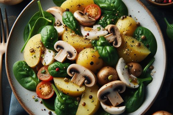 Recette Salade chaude, Pommes de terre et épinards