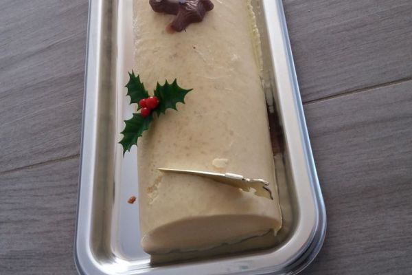 Recette Bûche chocolat blanc et insert fruité