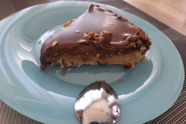 Tarte cookie, caramel et chocolat