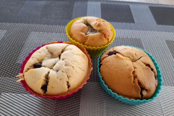 Recette Muffins pépites chocolat coeur compote banane