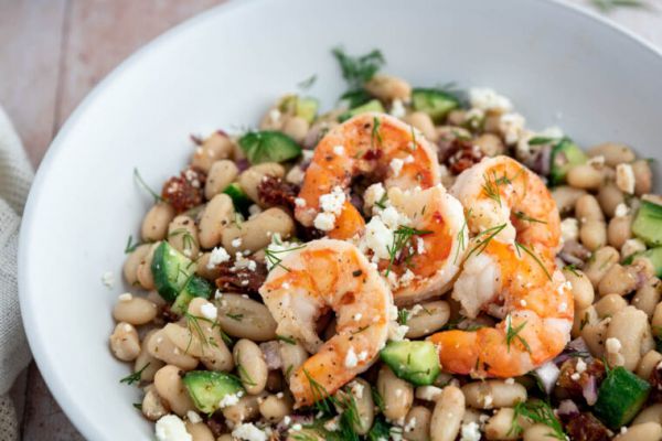 Recette Salade de crevettes & haricots façon méditerranéenne