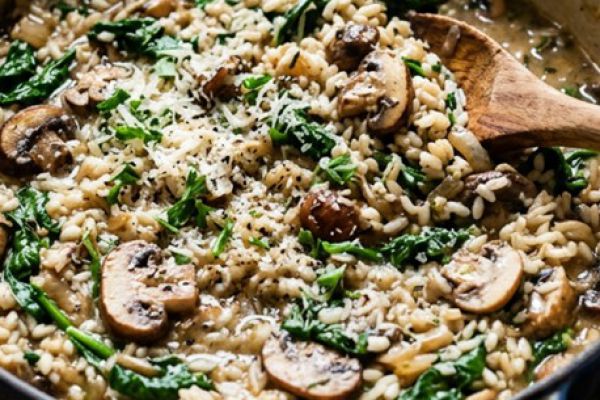 Recette One pot - Riz au Champignons et Épinards
