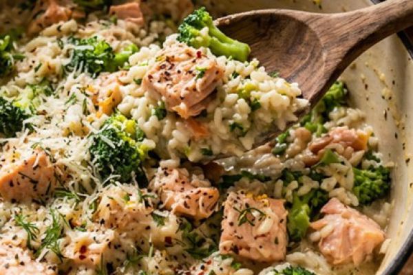 Recette One pot - Riz Crémeux, Brocolis et Saumon