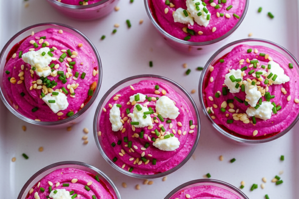 Recette Verrines de mousse de betterave et feta