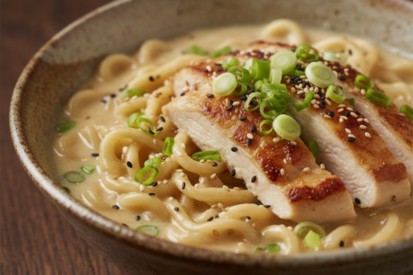 Recette Ramen au poulet épicé, sauce crémeuse à l'ail