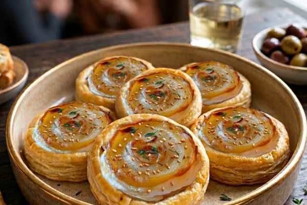 Recette Feuilletés apéritifs au chèvre et confit d'oignon