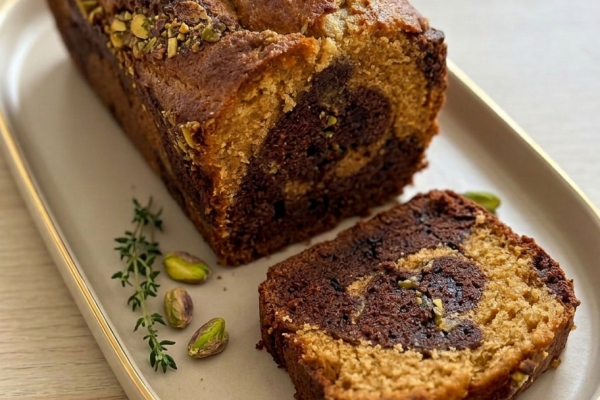 Recette Cake marbré pistache chocolat