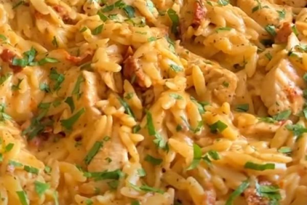 Recette One pot orzo poulet tomates séchées boursin