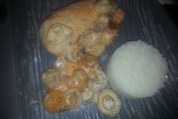 Blanc de poulet sauce chorizo champignons