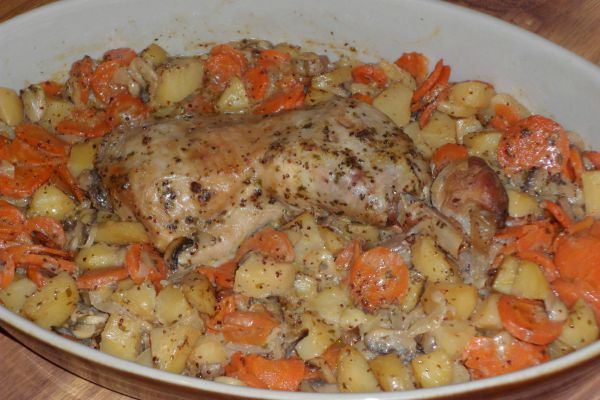 Recette Cuisse de dinde et ses pommes de terre / carottes COOKEO