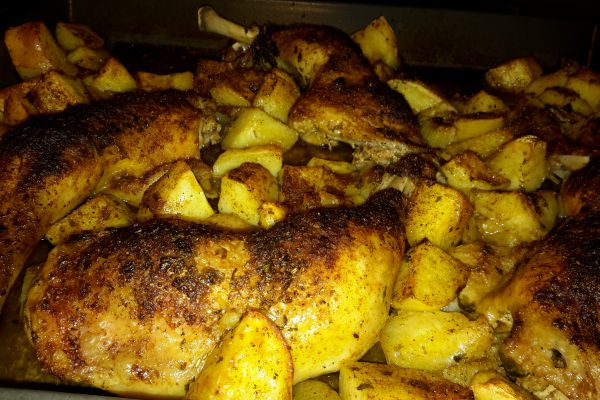 Recette Cuisse de poulet et pommes de terre au four
